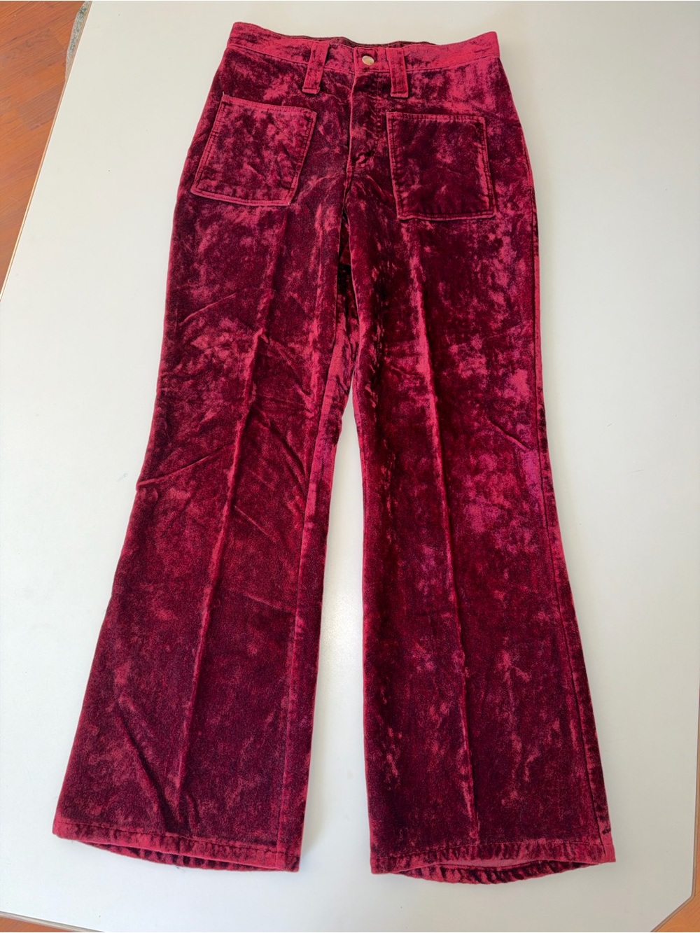 Wrangler Girls' Velvet Flared Pants - Wine Red